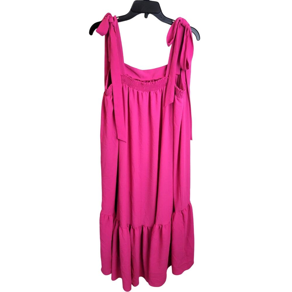 NWT Melonie Pink Tie Shoulder Square Neck Sleeveless Summer Dress Women's Sz 16P